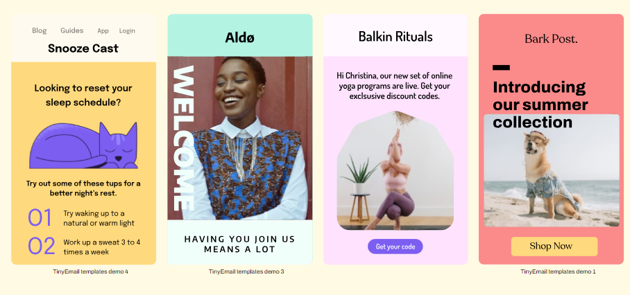 tinyEmail templates