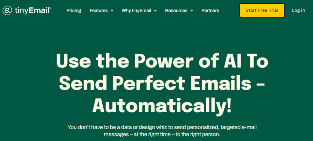 Email Marketing Automation tools for Startups tinyemail AI